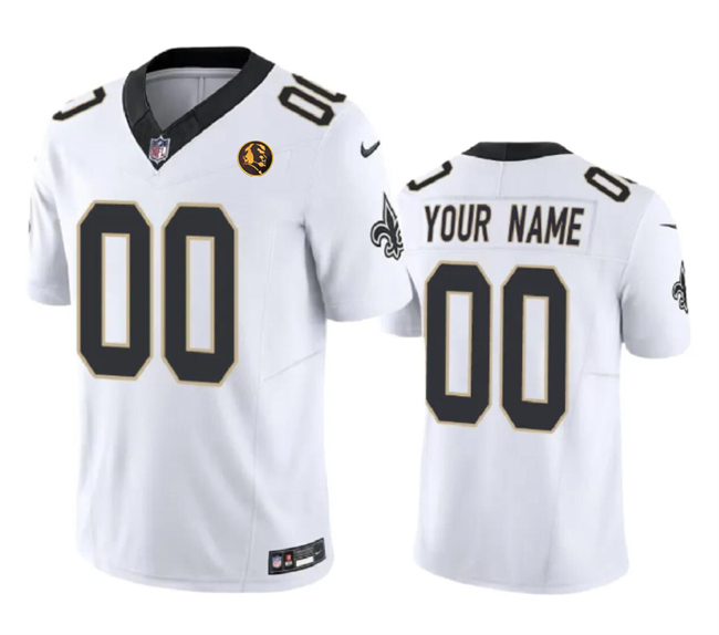Men's New Orleans Saints Active Player Custom White 2023 F.U.S.E. With John Madden Patch Vapor Limited Football Stitched Jersey